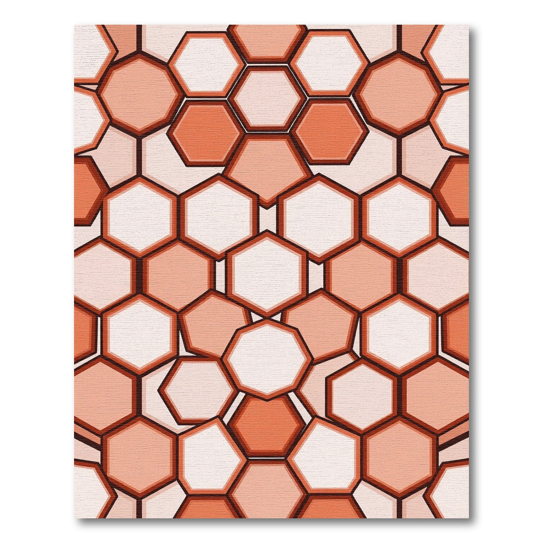 Terracotta Segmented Geometric Honeycomb Rug