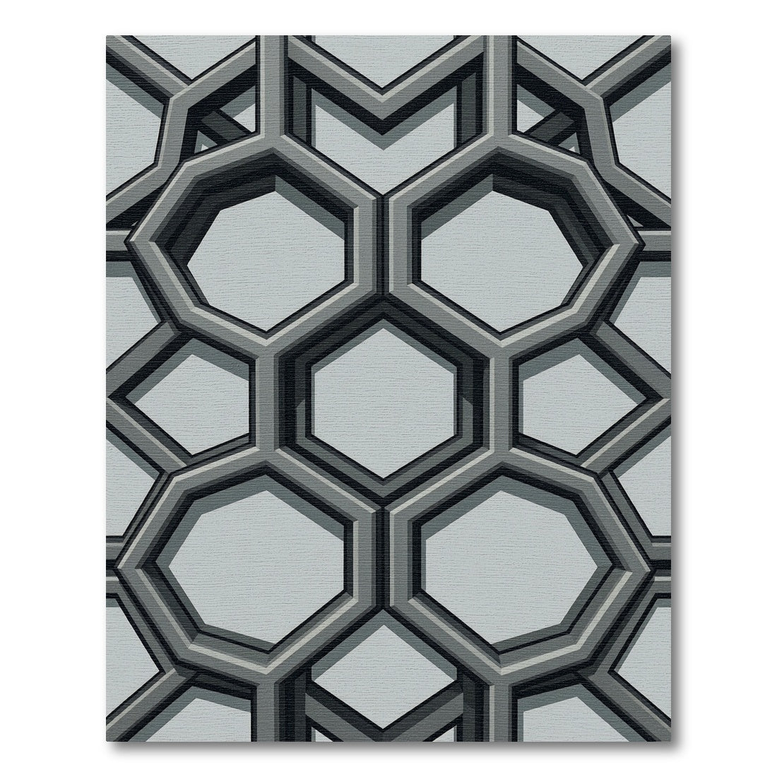 Modern Sophisticated Gray Geometric Hexagon Rug