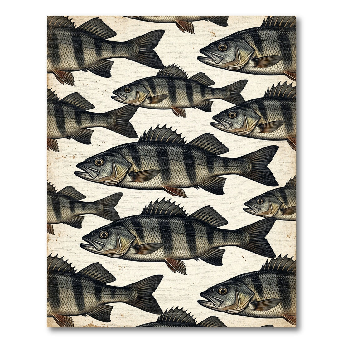 Vintage Perch Fish Neutral Illustration Rug