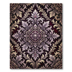 Ornate Plum Leaf Scrollwork Rug