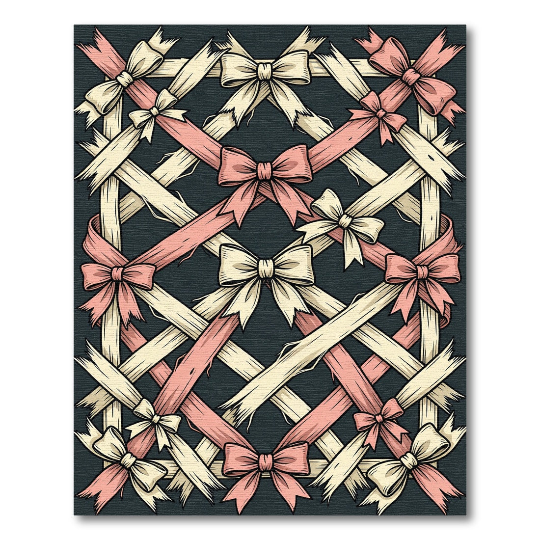 Elegant Cream and Rose Interlocking Bows Rug
