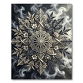 Monochrome Floral Filigree Mandala Rug