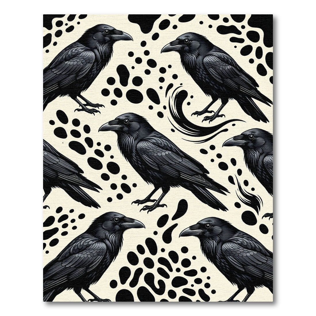 Monochrome Raven Bird Ink Blot Art Rug