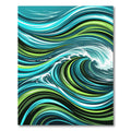 Abstract Swirling Aqua and Lime Wave Rug
