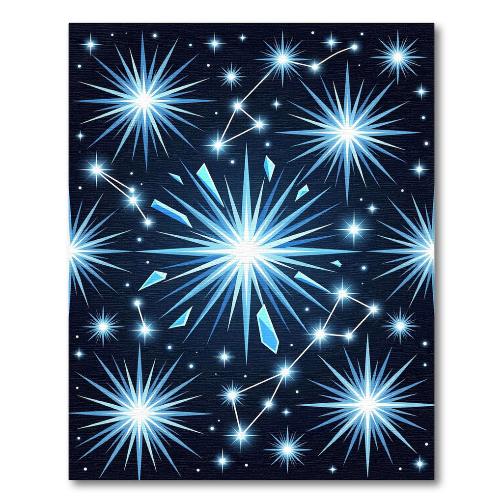 Celestial Blue Starburst Constellation Rug