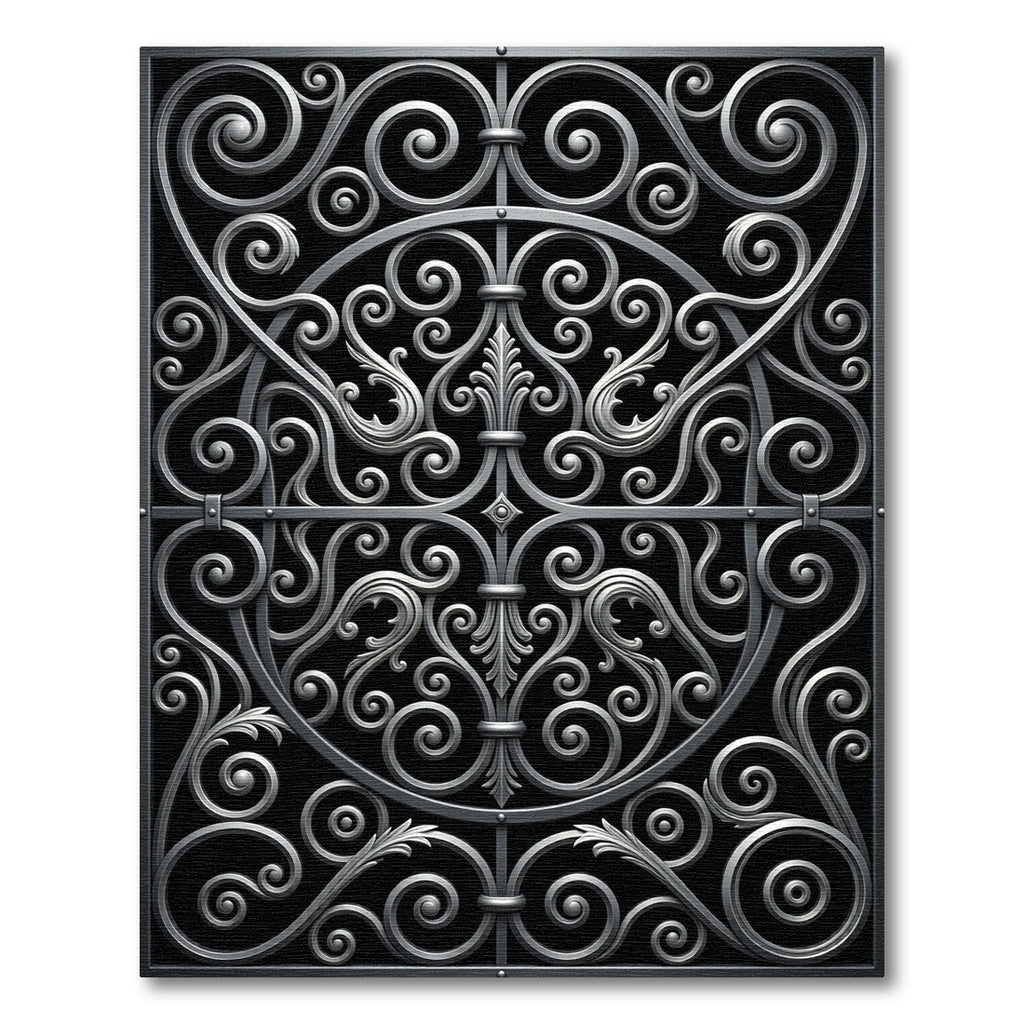 Charcoal Swirl Filigree Gate Rug