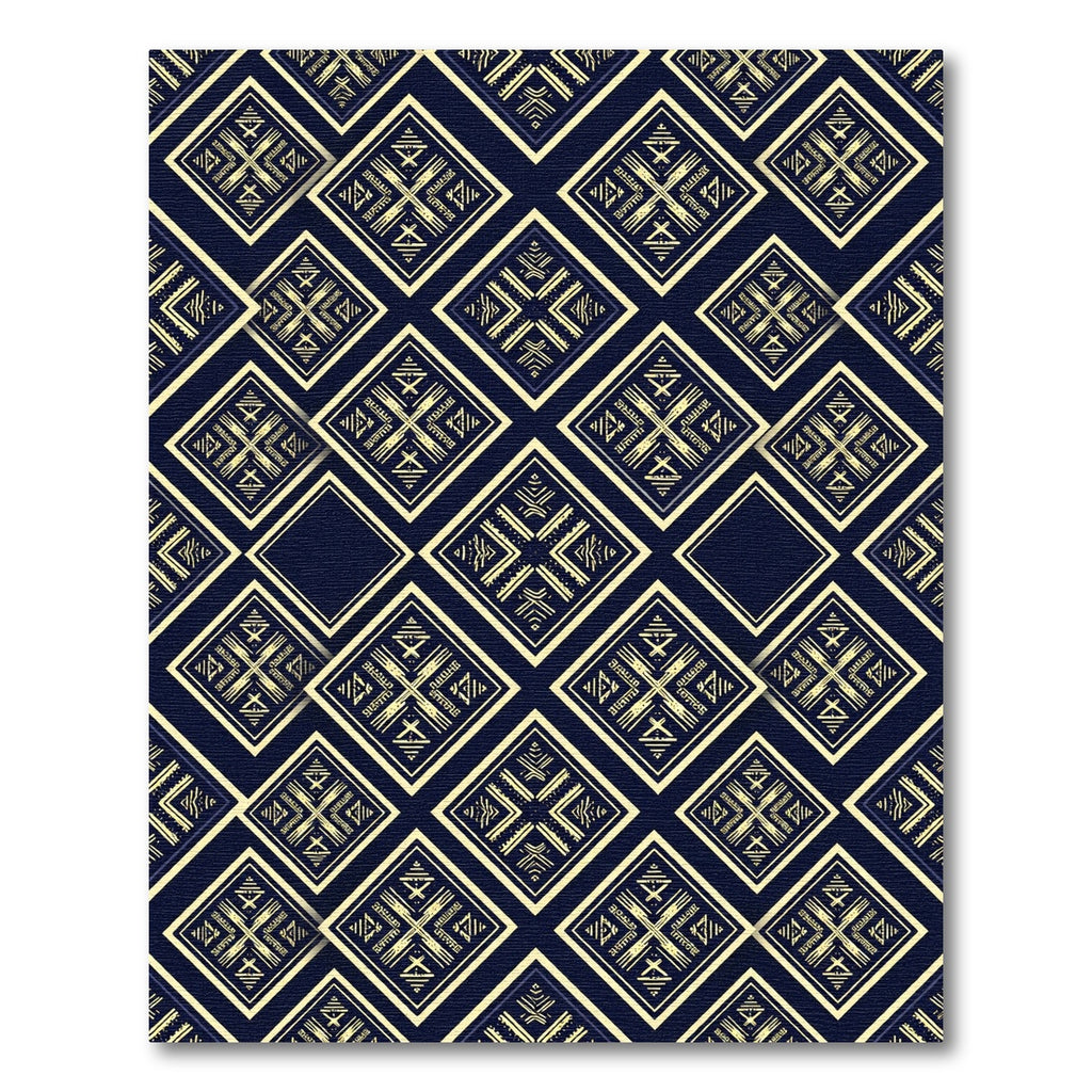 Golden Geometric Diamond Navy Tapestry Rug