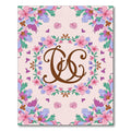 Whimsical Pink Floral Garden Monogram Rug