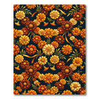 Golden Marigold Floral Autumn Meadow Rug