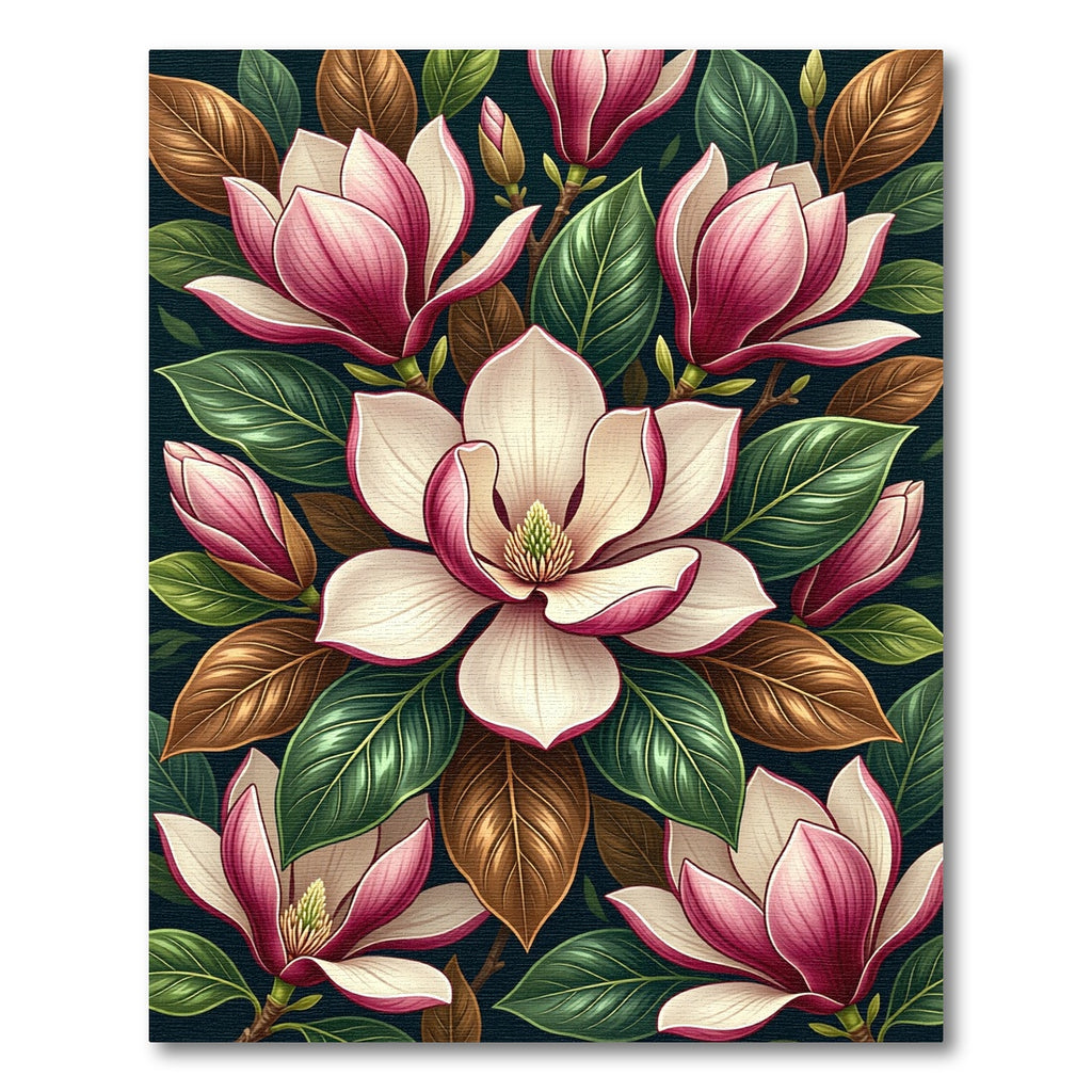 Elegant Magnolia Blossom Botanical Floral Rug