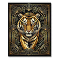 Art Deco Golden Tiger Regal Frame Rug
