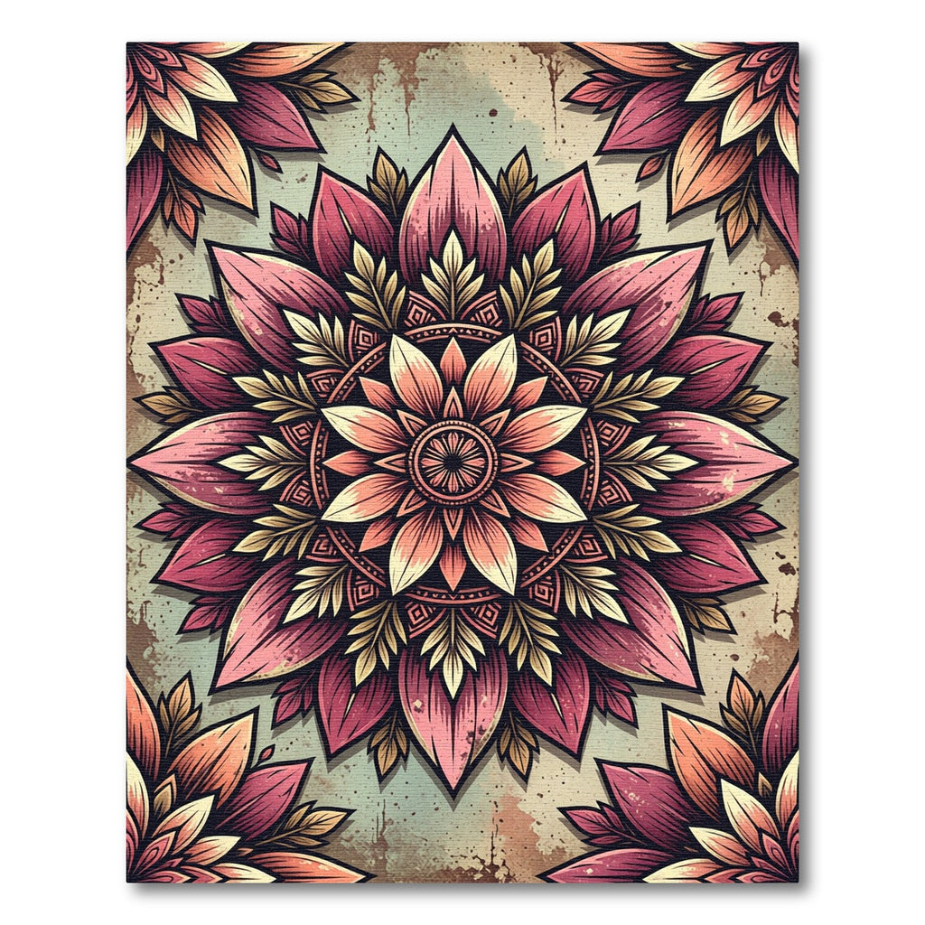 Vintage Rose Petal Medallion Rug