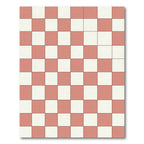Classic Coral Pink Checkered Grid Area Rug