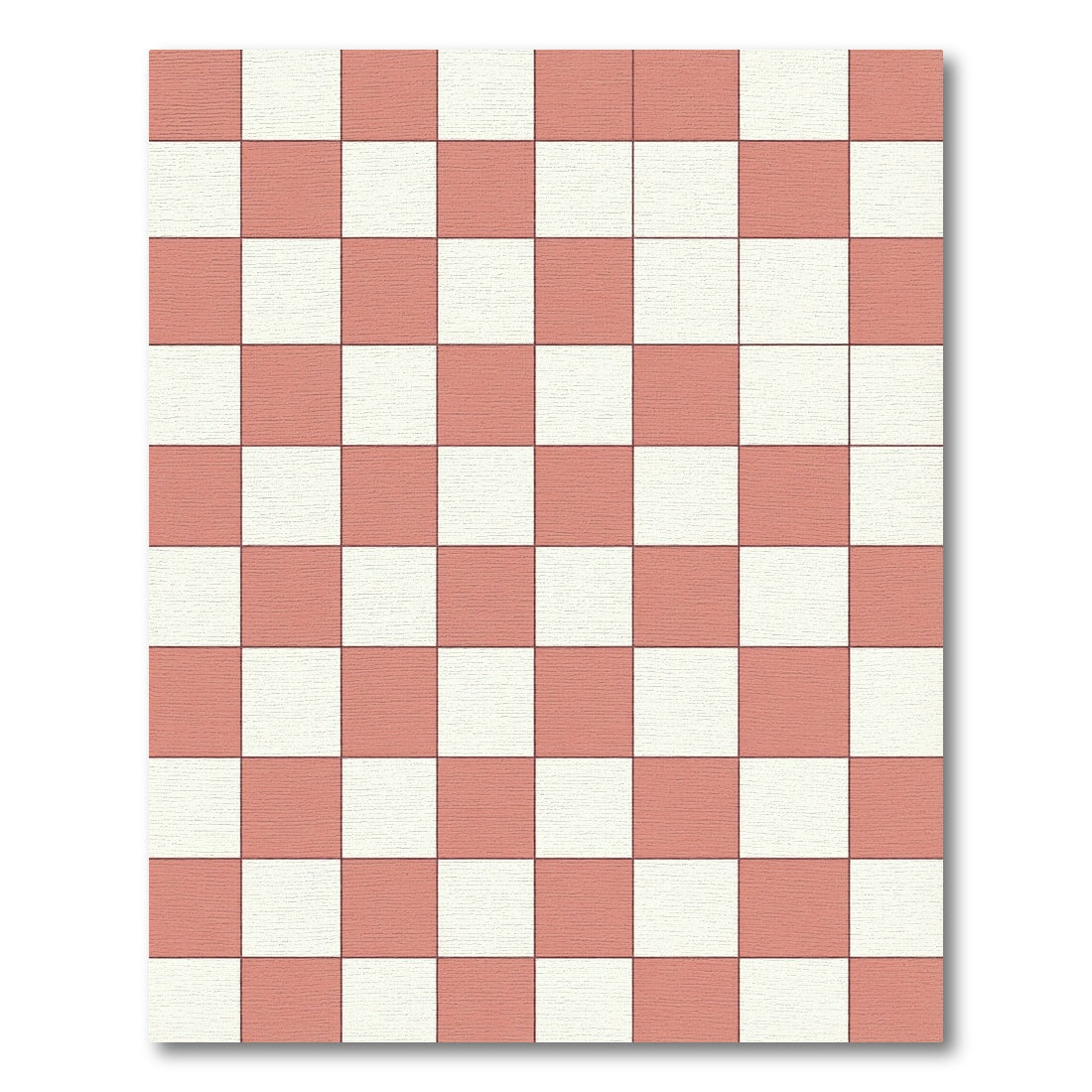 Classic Coral Pink Checkered Grid Area Rug