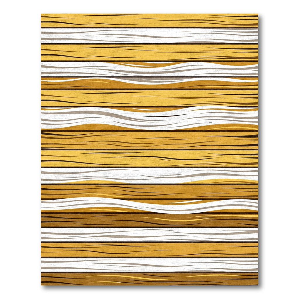 Golden Organic Abstract Wavy Striped Rug