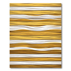 Golden Organic Abstract Wavy Striped Rug