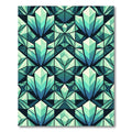 Geometric Teal Crystal Facet Symmetry Rug