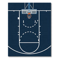 Minimalist Navy Blue Basketball Court Graphic Rug