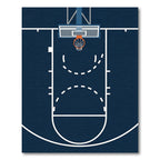 Minimalist Navy Blue Basketball Court Graphic Rug
