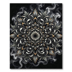 Monochrome Silver Gilded Floral Mandala Rug