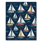 Naval Sailboats Scenic Ocean Voyage Rug