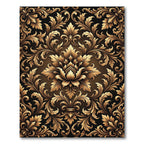 Aged Gold Floral Baroque Scroll Rug
