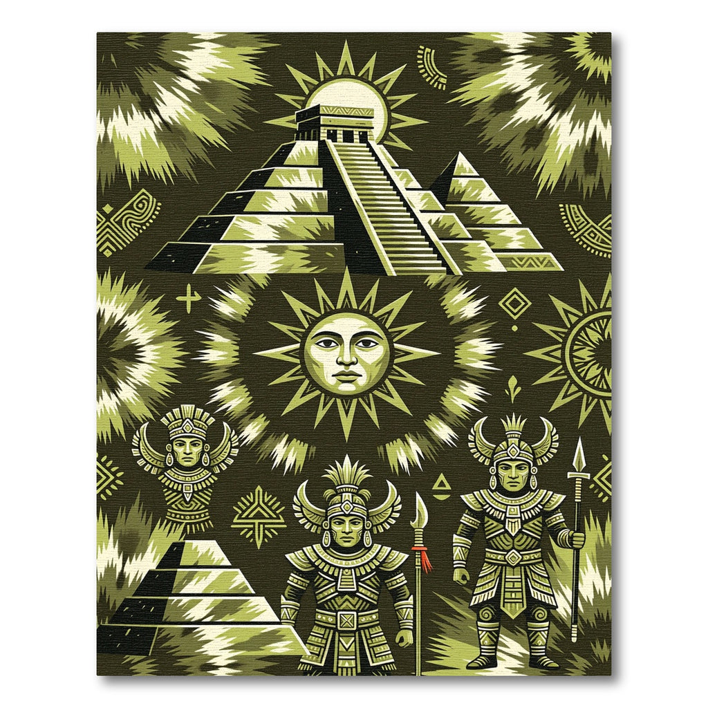 Ancient Sun Pyramid Warriors Rug