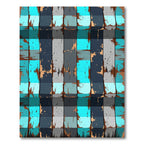 Aqua Gray Wood Grain Plaid Splash Rug