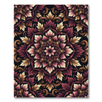 Crimson and Gold Floral Mandala Rug