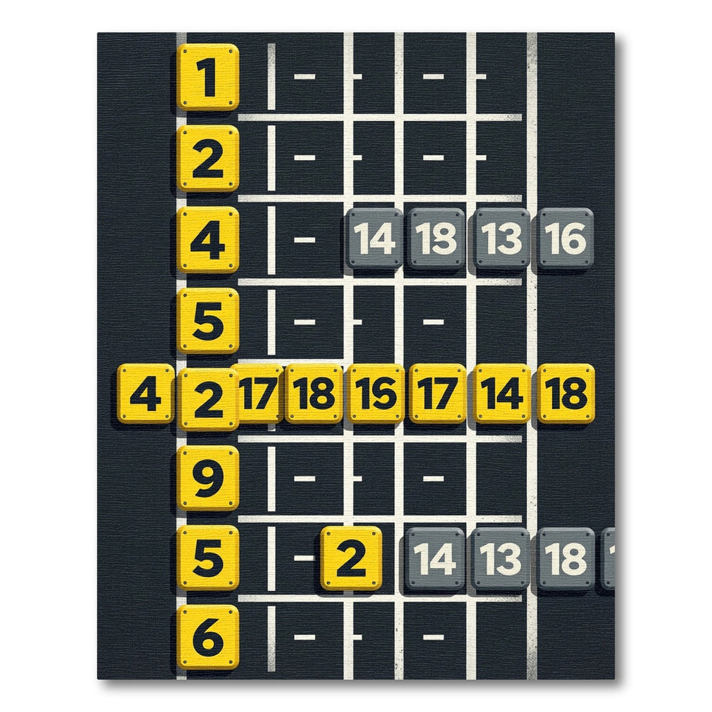 Grid Numbered Abstract Geometric Dark Rug