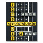 Grid Numbered Abstract Geometric Dark Rug