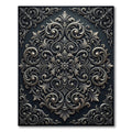Sophisticated Silver Charcoal Ornate Damask Rug