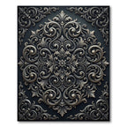 Sophisticated Silver Charcoal Ornate Damask Rug
