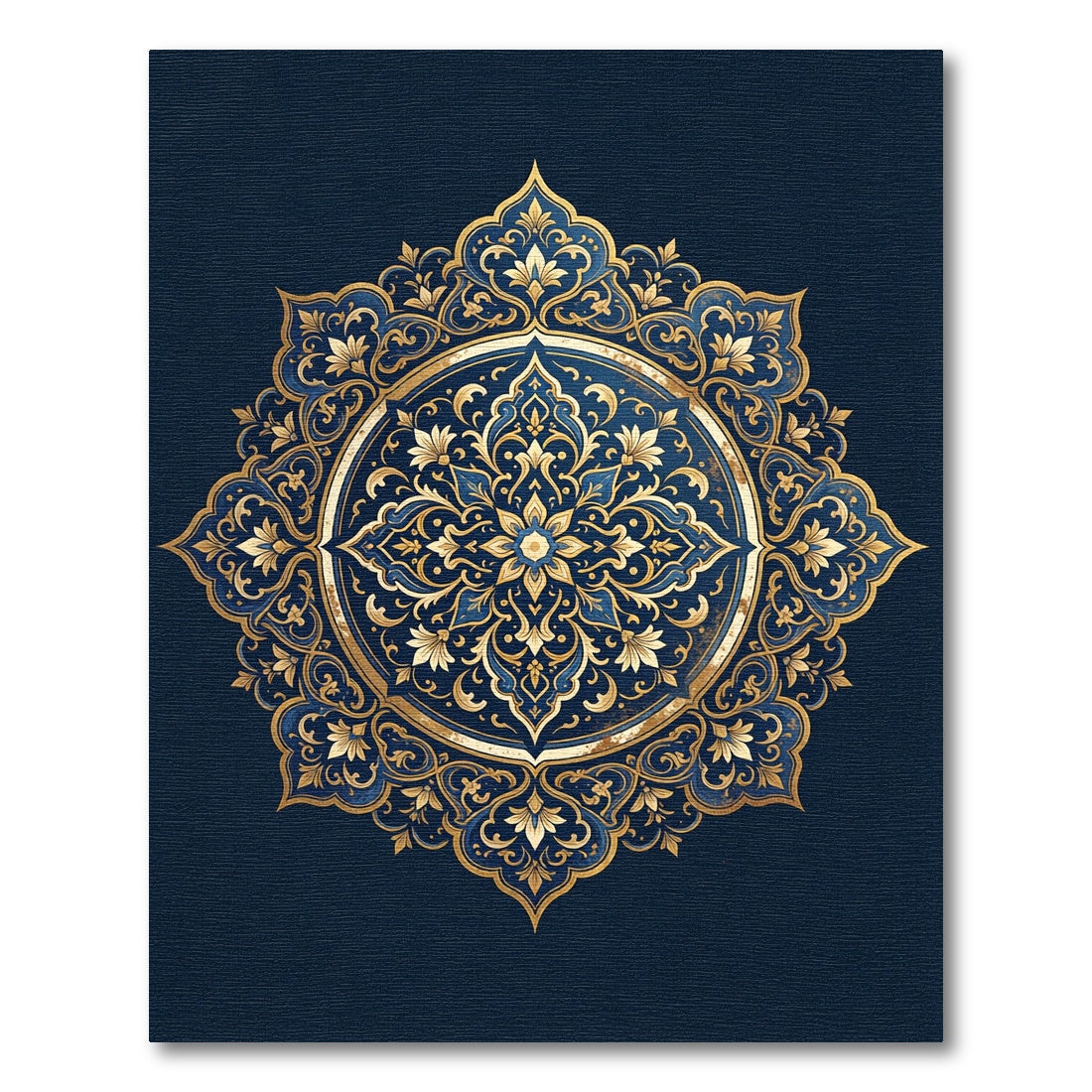 Midnight Sapphire Gold Filigree Medallion Rug