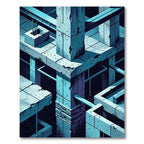 Abstract Concrete Structure Blue Rug
