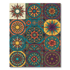 Vibrant Sunburst Mandala Tile Rug