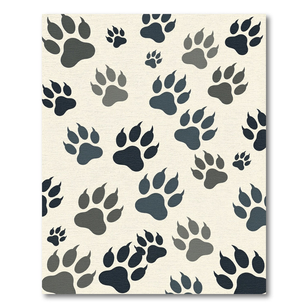 Playful Monochrome Animal Paw Track Rug