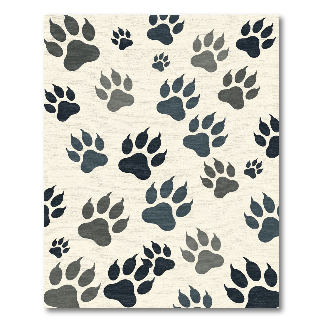 Playful Monochrome Animal Paw Track Rug