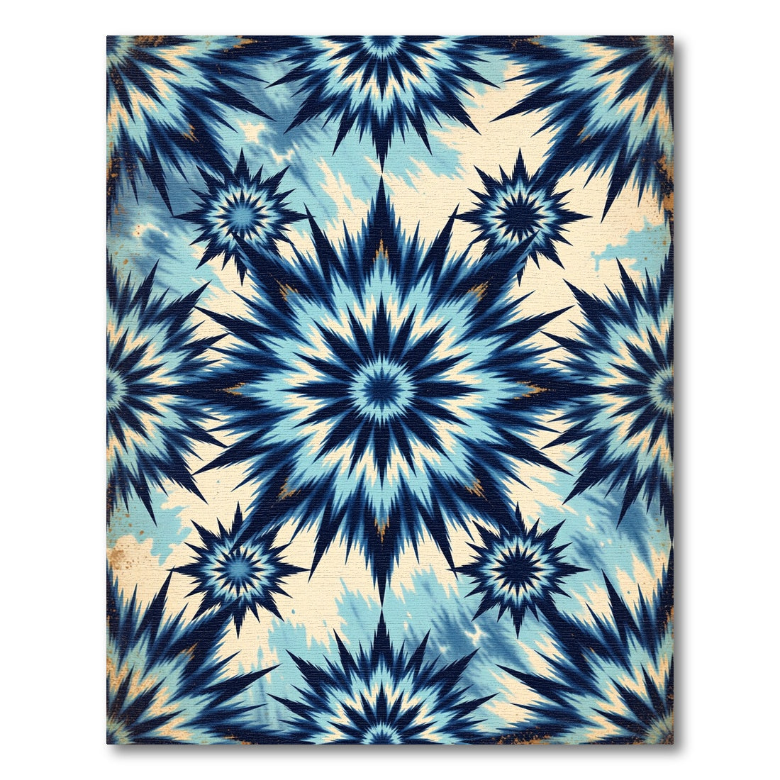 Celestial Blue Starburst Abstract Medallion Rug
