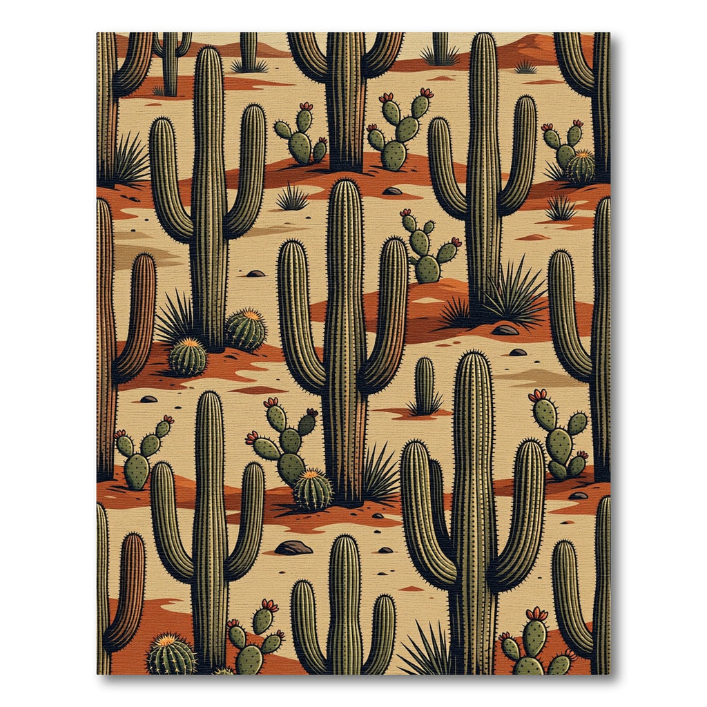 Desert Landscape Cacti Pattern Rug