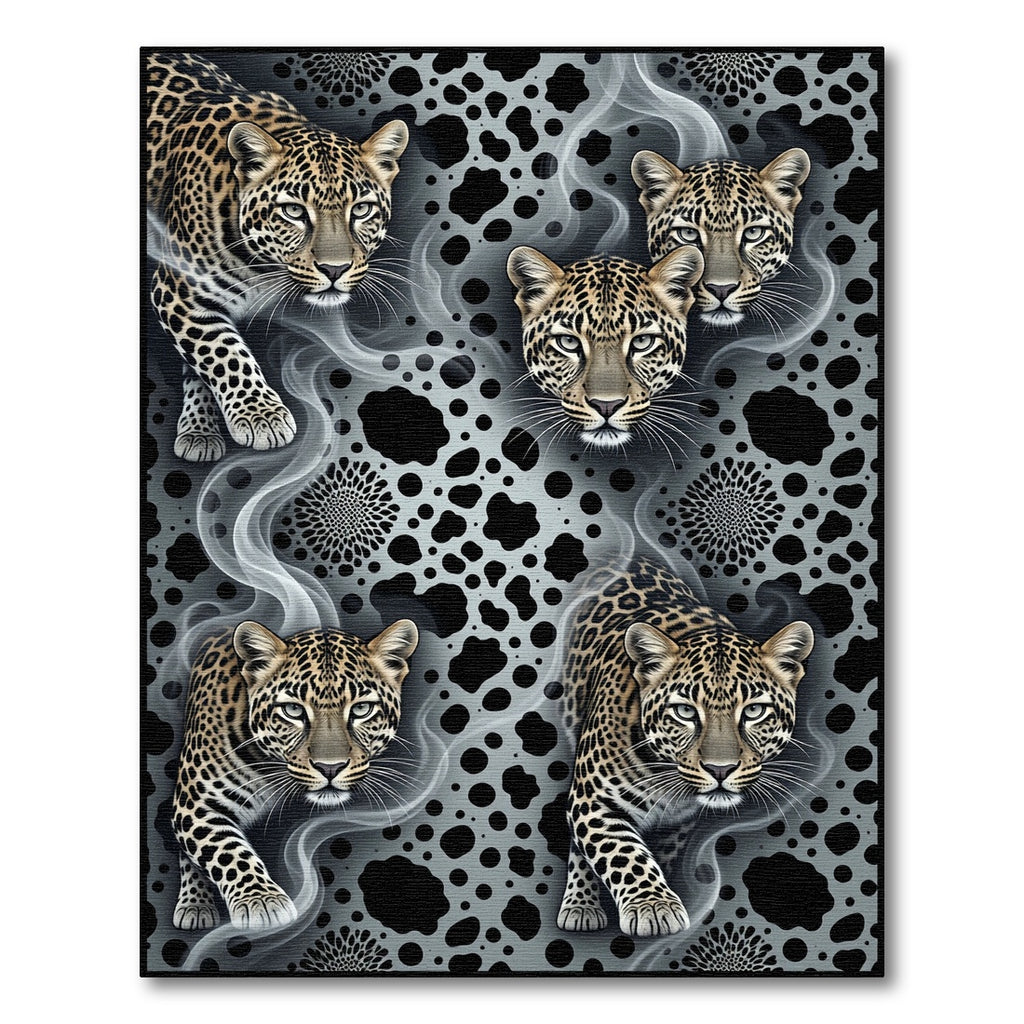 Majestic Leopard Smoke Black Gray Rug