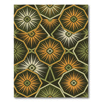Geometric Sunburst Hexagonal Olive Rug