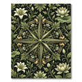 Sage Green Botanical Compass Floral Medallion Rug