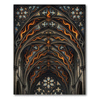 Gothic Arches Fiery Flame Stained Glass Rug