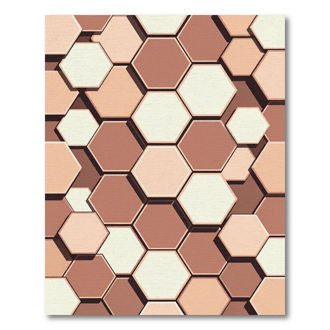 Neutral Earthy Tones Abstract Hexagon Grid Rug