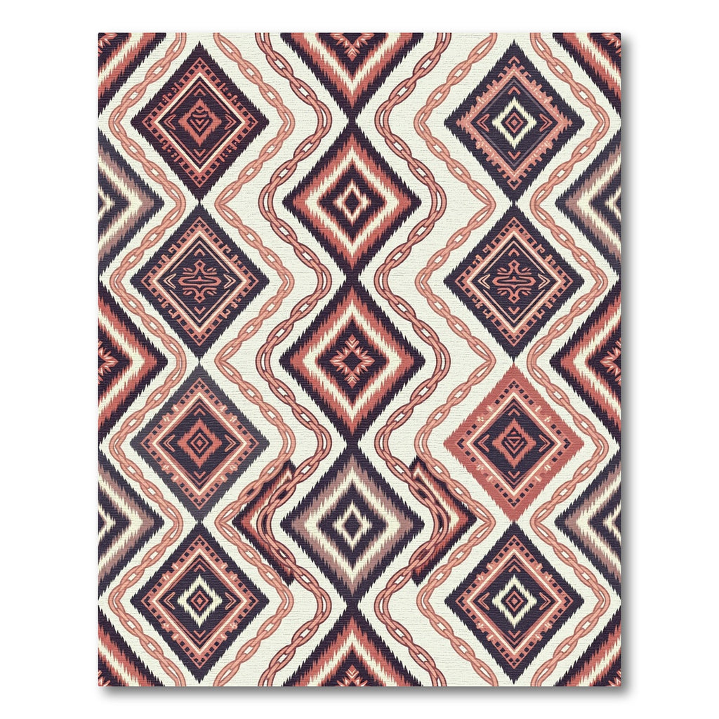 Geometric Diamond Chain Red Rug