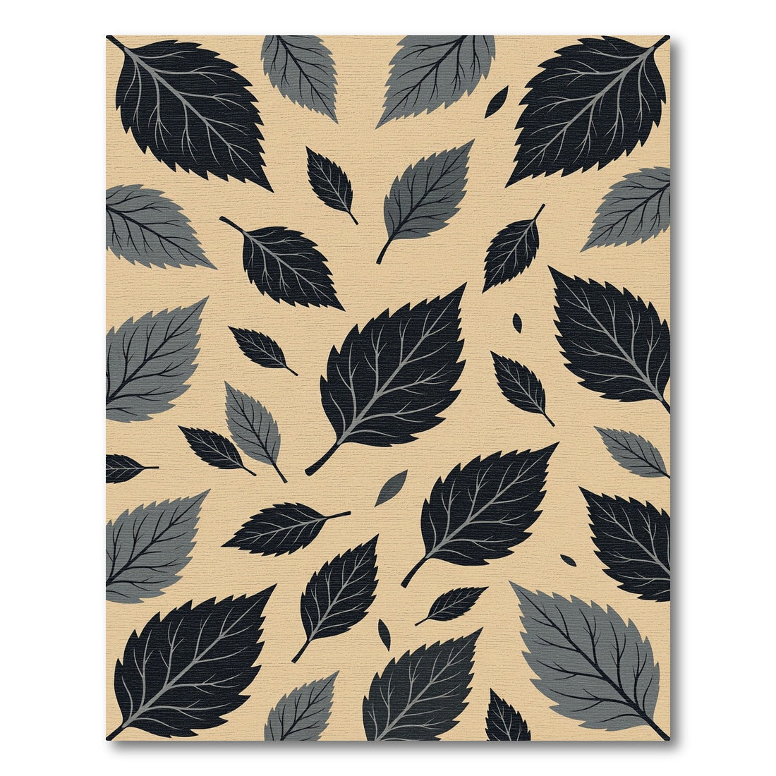 Contemporary Charcoal Leaf Scatter Rug