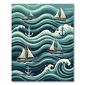 Nautical Sailboat and Anchor Wave Art Rug