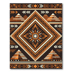 Earthy Orange Geometric Pyramid Sun Rug