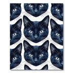 Midnight Black Cat Face Seamless Illustration Rug